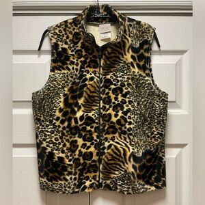 Vintage Fiorlini International Women's Leopard Print Faux Fur Vest Size Small